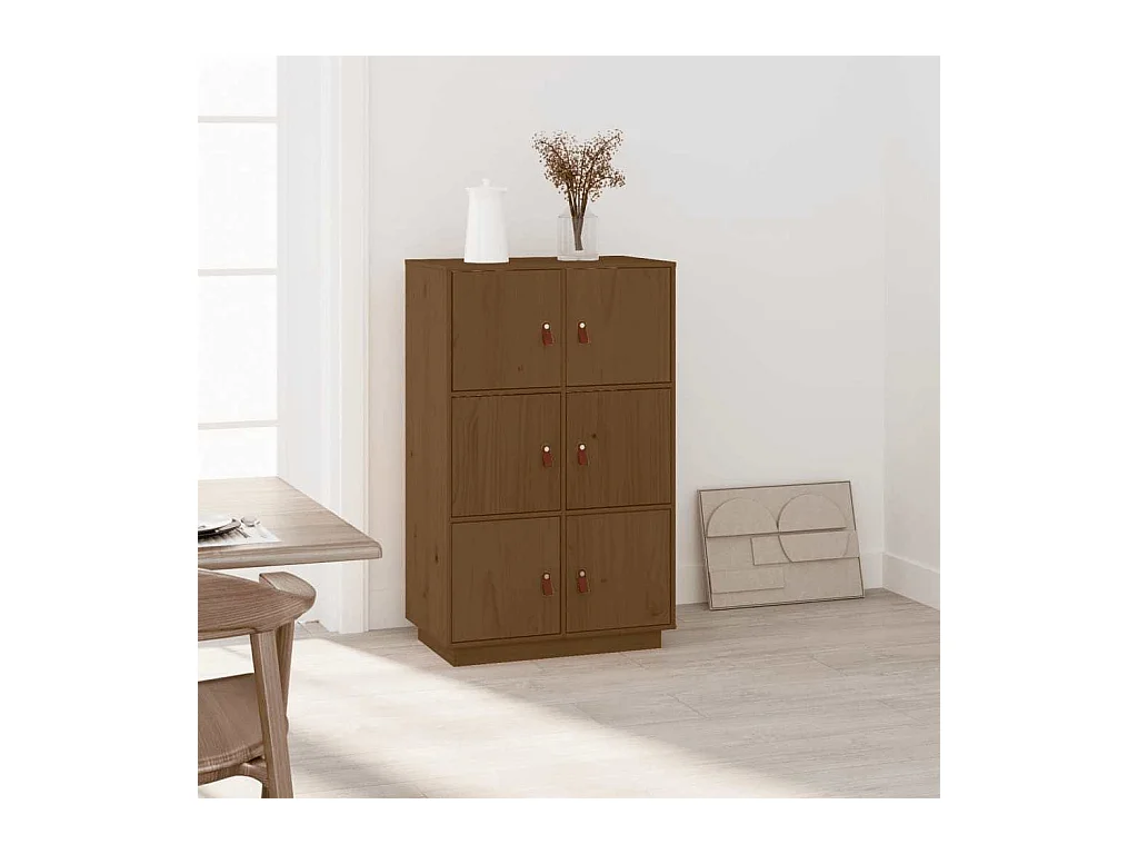 Buffet haut Marron miel 67x40x108,5 cm Bois massif de pin