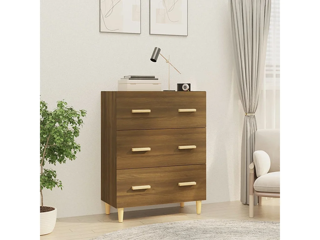 Aparador madera contrachapada marrón roble 70x34x90 cm