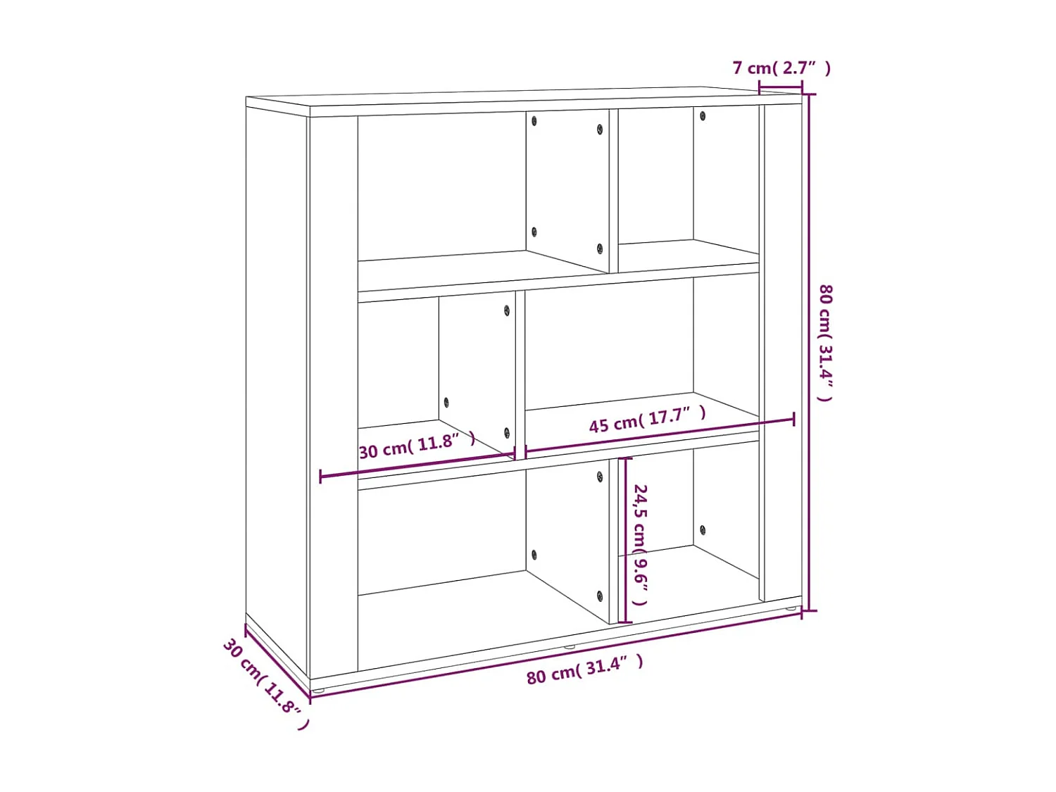 Buffet Blanc brillant 80x30x80 cm Bois d'ingénierie