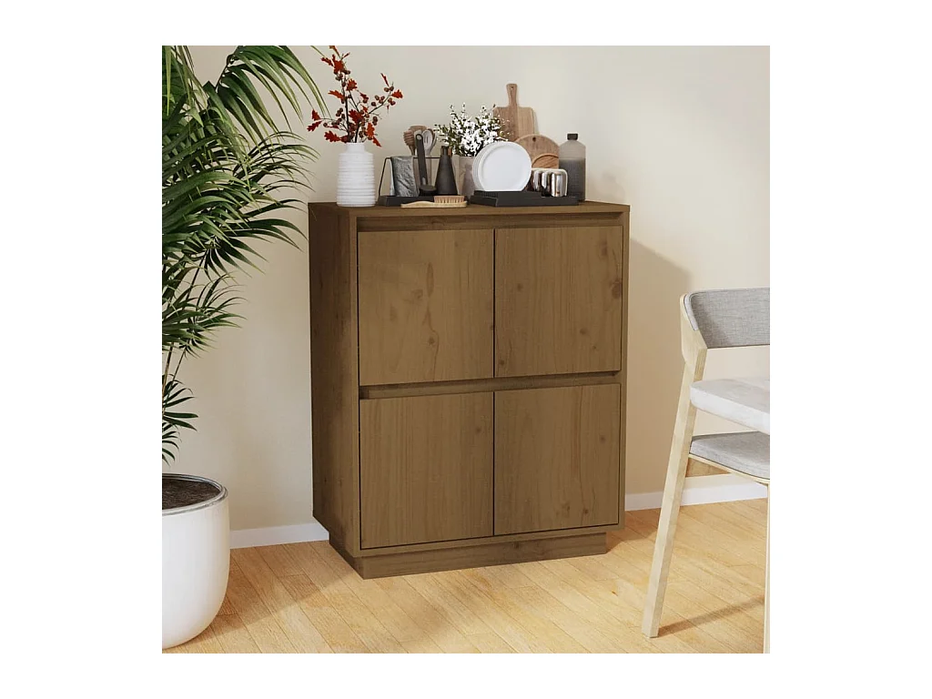 Credenza Marrone Ambra 60x34x75 cm in Legno Massello di Pino