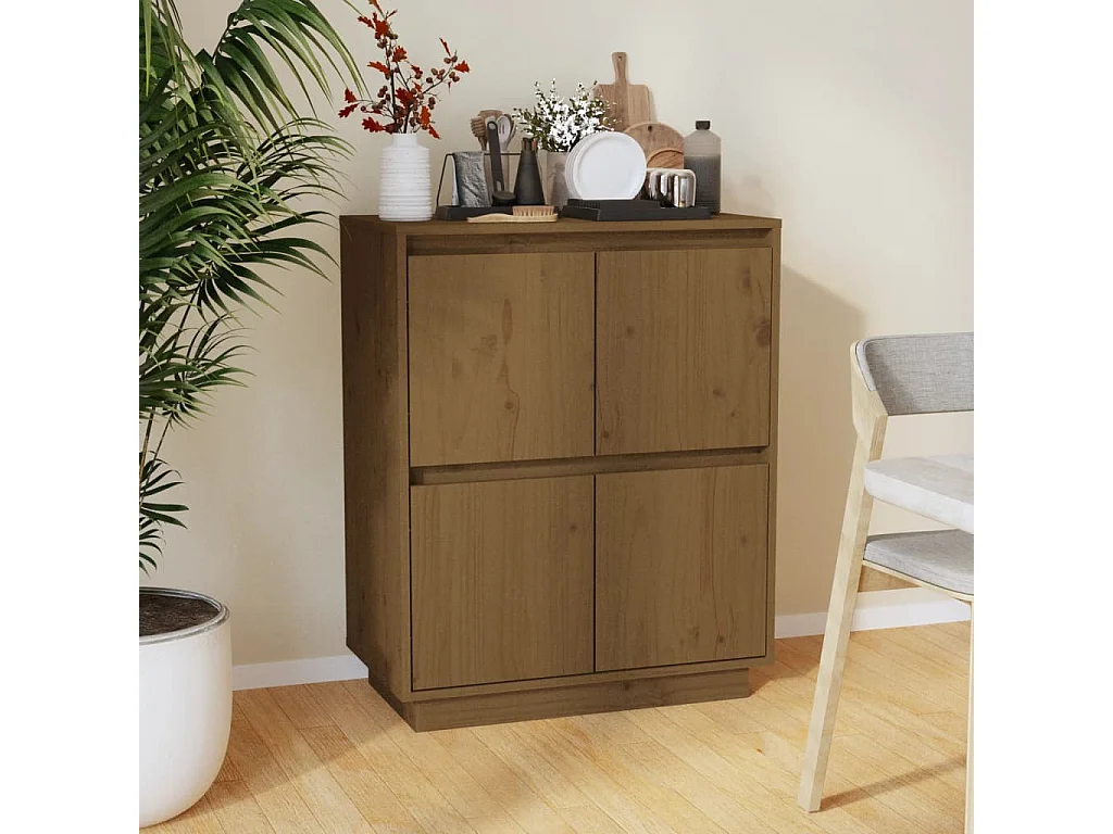 Buffet Marron miel 60x34x75 cm Bois massif de pin