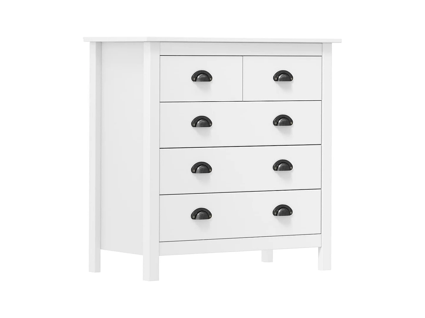 Sideboard Hill Weiß 79x40x80 cm Massivholz Kiefer
