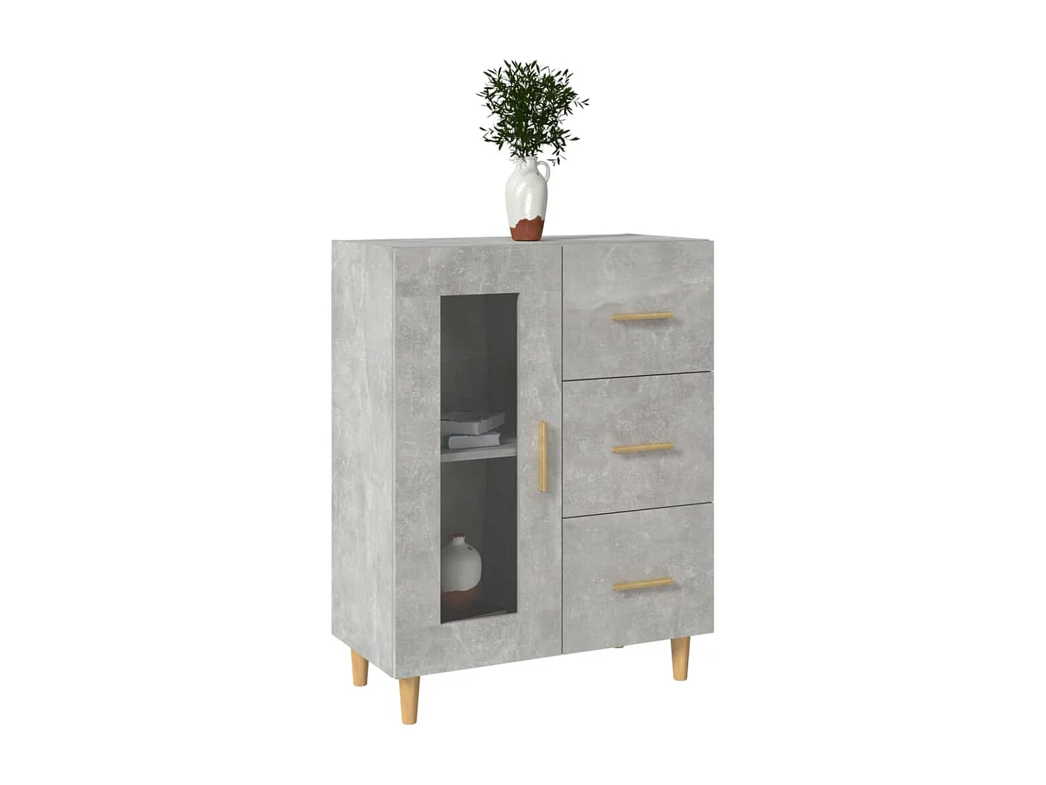 Credenza Grigio Cemento 69,5x34x90 cm in Legno Multistrato