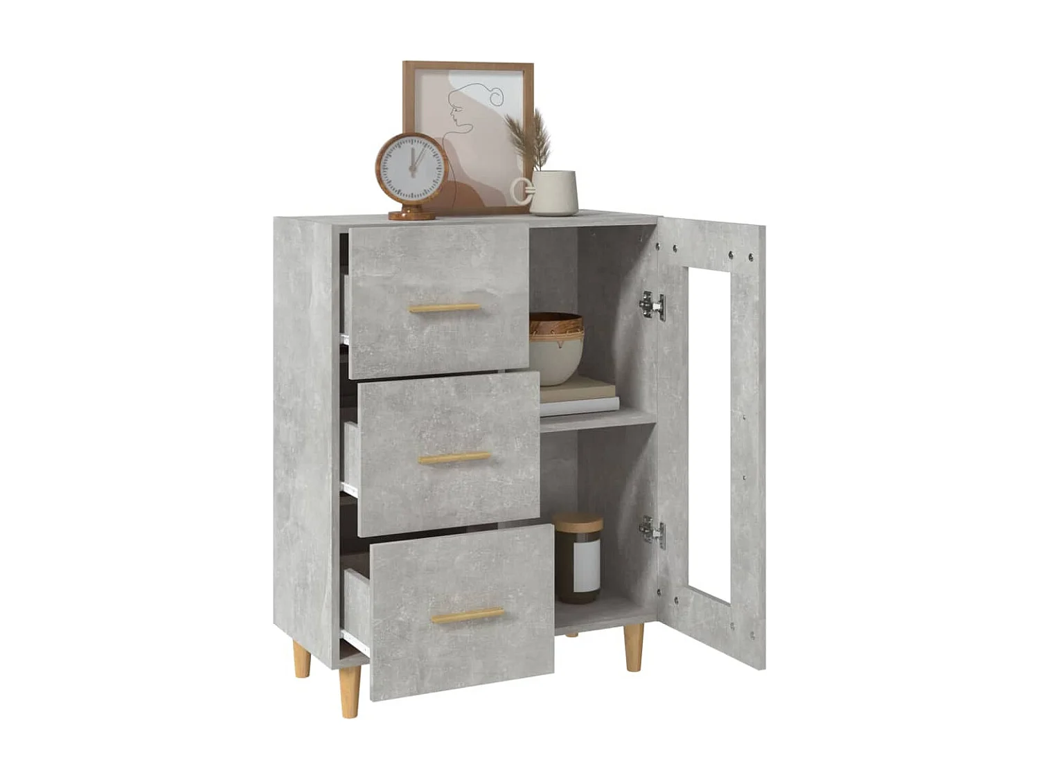 Credenza Grigio Cemento 69,5x34x90 cm in Legno Multistrato