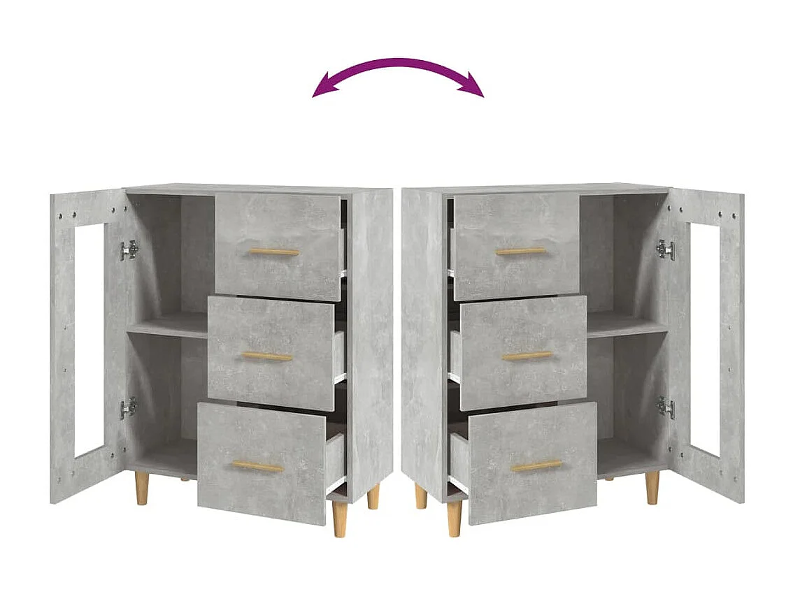 Buffet gris béton 69,5x34x90 cm bois d'ingénierie