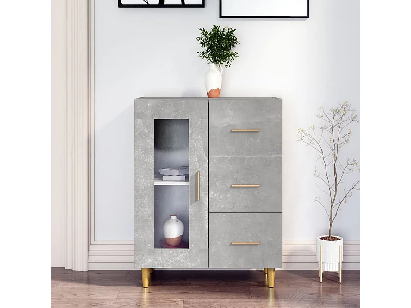 Aparador de madera de ingeniería gris hormigón 69,5x34x90 cm