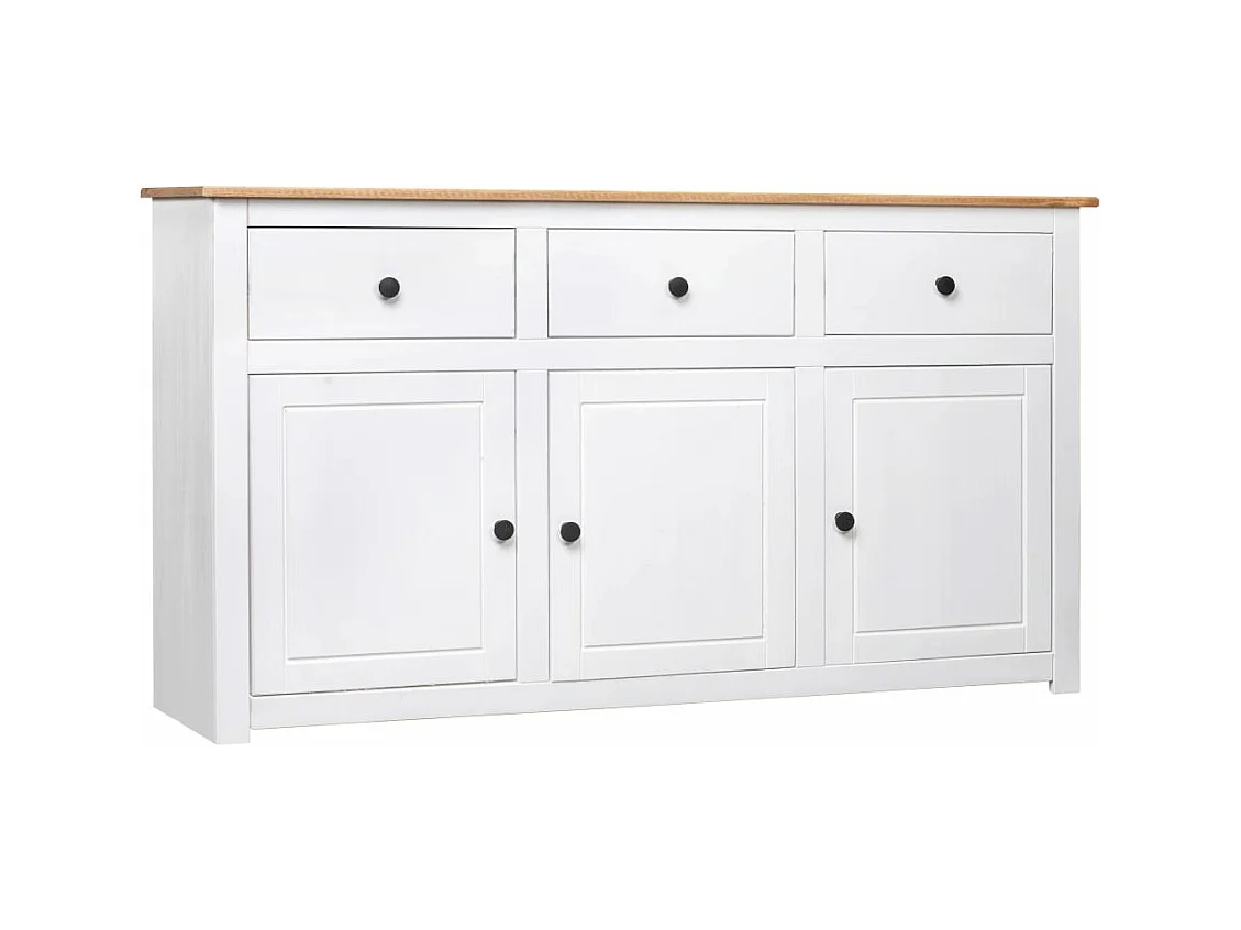 Sideboard Weiß 135x40x80 cm Kiefernholz Panama