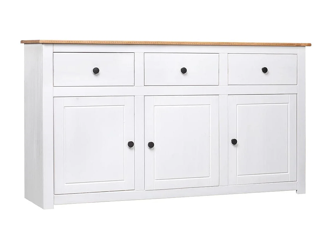 Buffet Blanc 135x40x80 cm Pin solide Gamme Panama