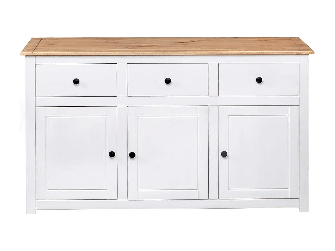 Buffet Blanc 135x40x80 cm Pin solide Gamme Panama