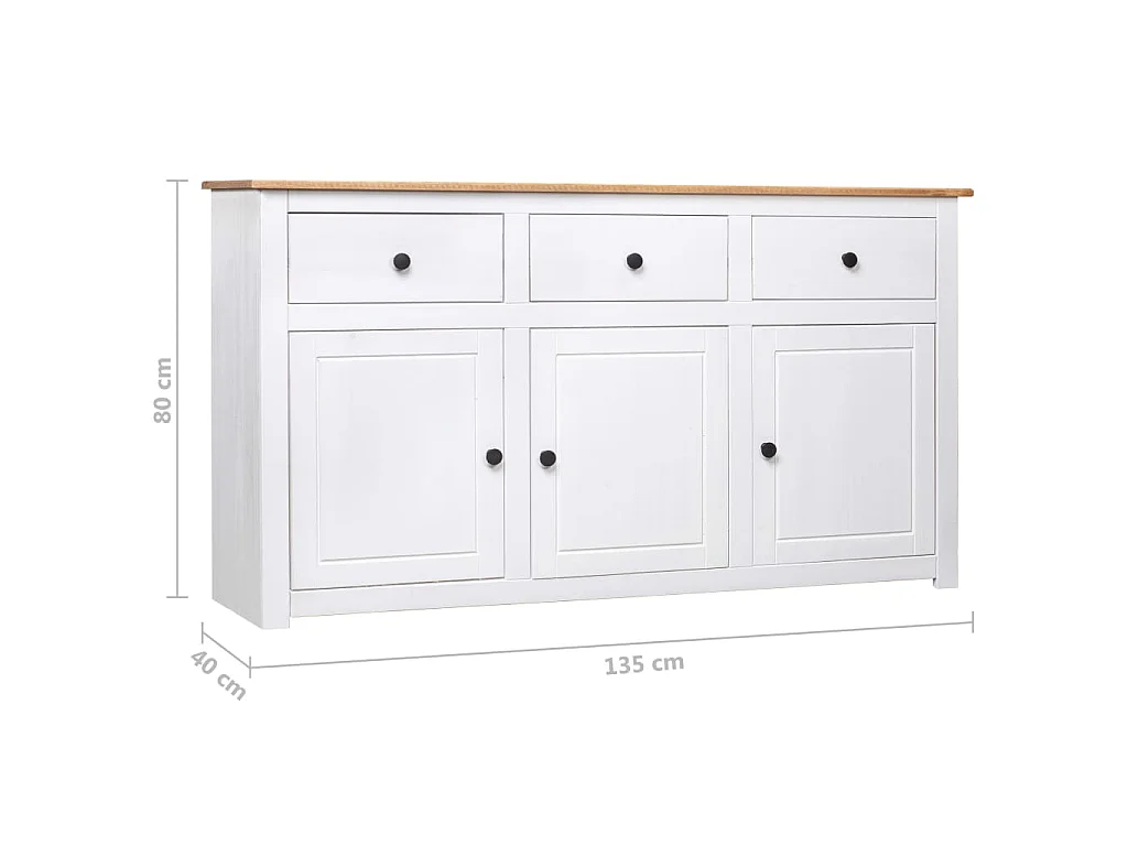 Aparador 135x40x80 cm pinho maciço panama branco