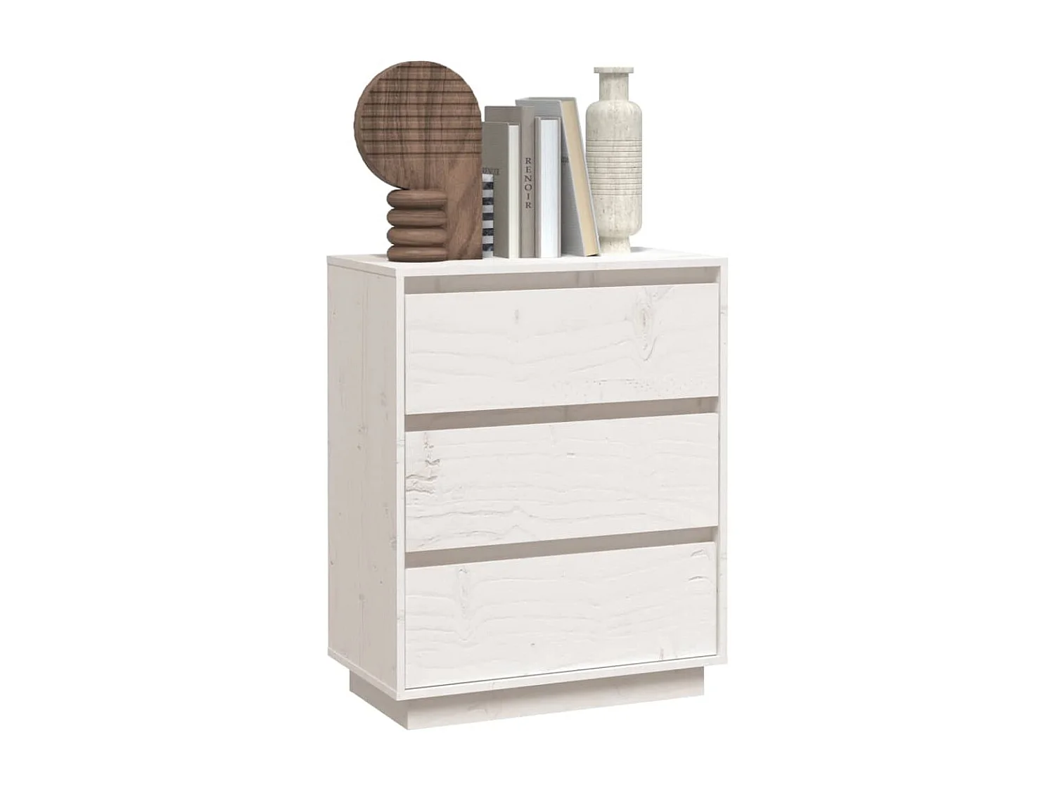 Buffet Blanc 60x34x75 cm Bois massif de pin