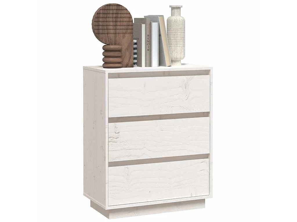 Dressoir 60x34x75 cm massief grenenhout wit
