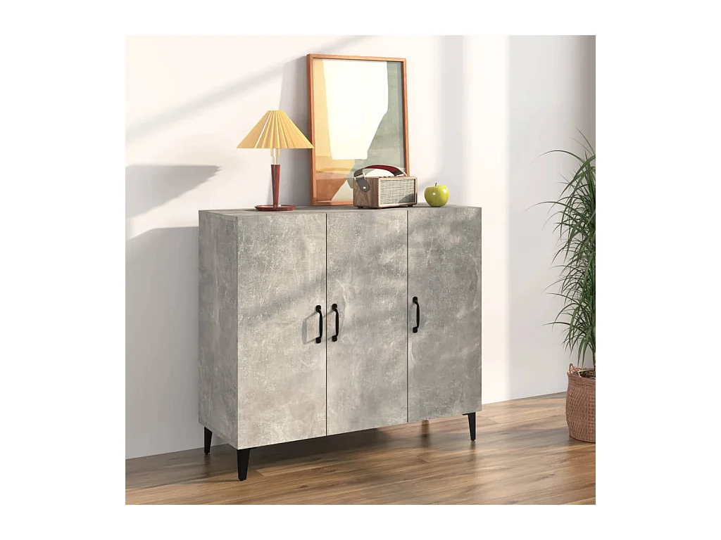 Buffet gris béton 90x34x80 cm bois d'ingénierie