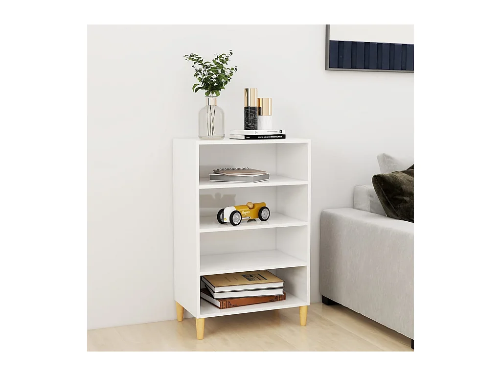Buffet blanc brillant 57x35x90 cm bois d'ingénierie