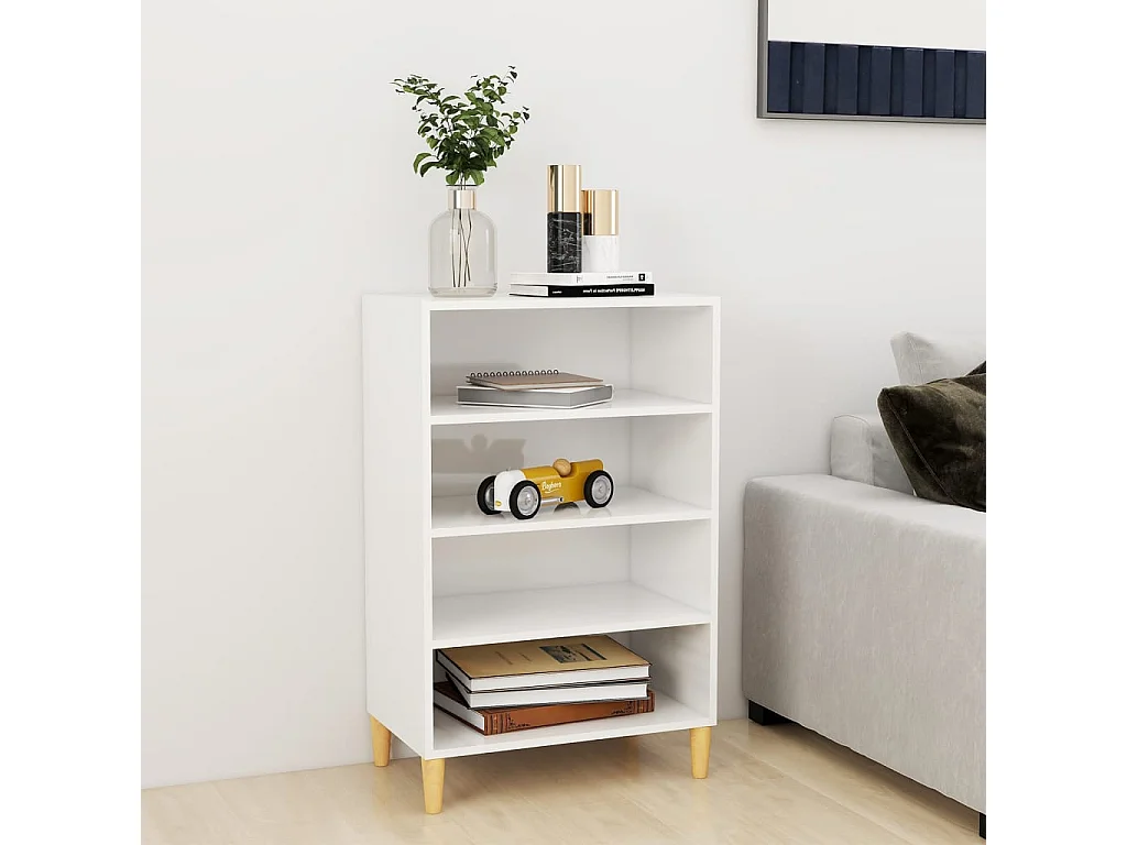 Buffet blanc brillant 57x35x90 cm bois d'ingénierie