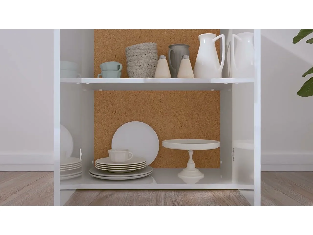 Credenza Bianco Lucido 60x30x75 cm in Legno Multistrato