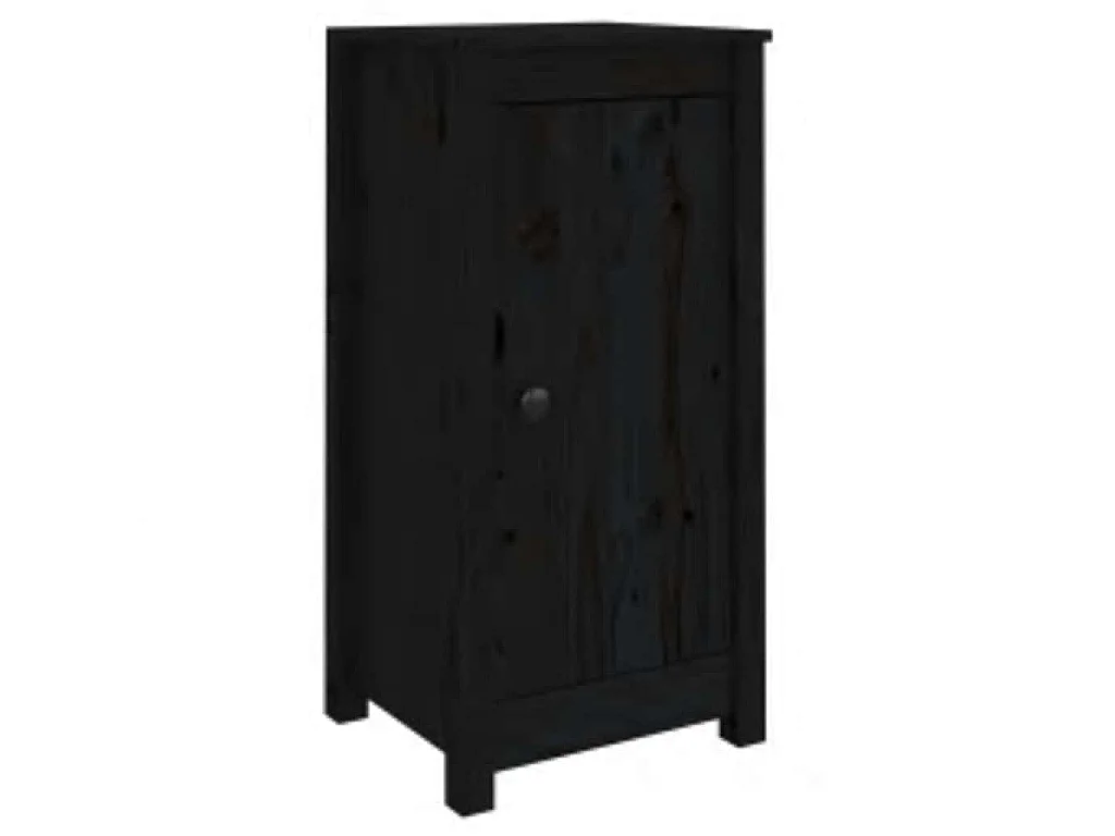 Buffets 2 pcs noir 39x35x80 cm bois massif de pin