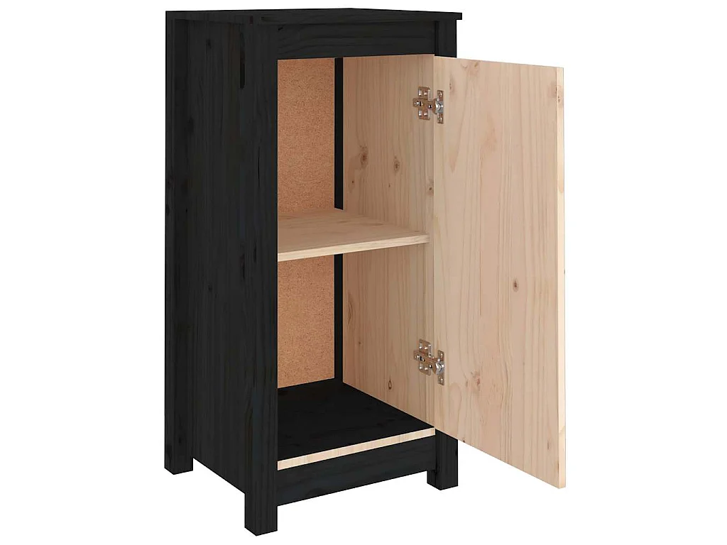 Buffets 2 pcs noir 39x35x80 cm bois massif de pin