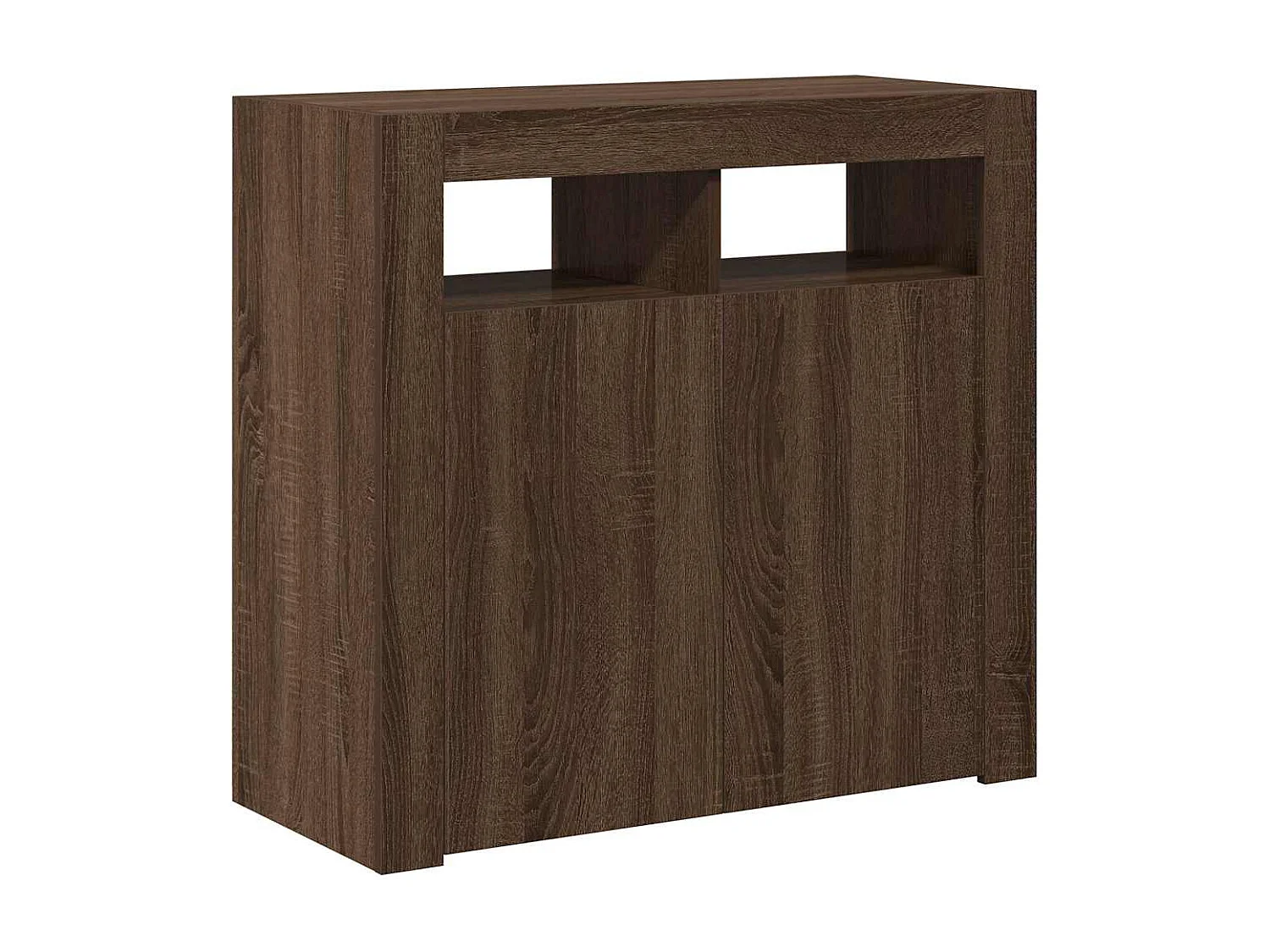 Aparador com luzes LED 80x35x75 cm carvalho castanho