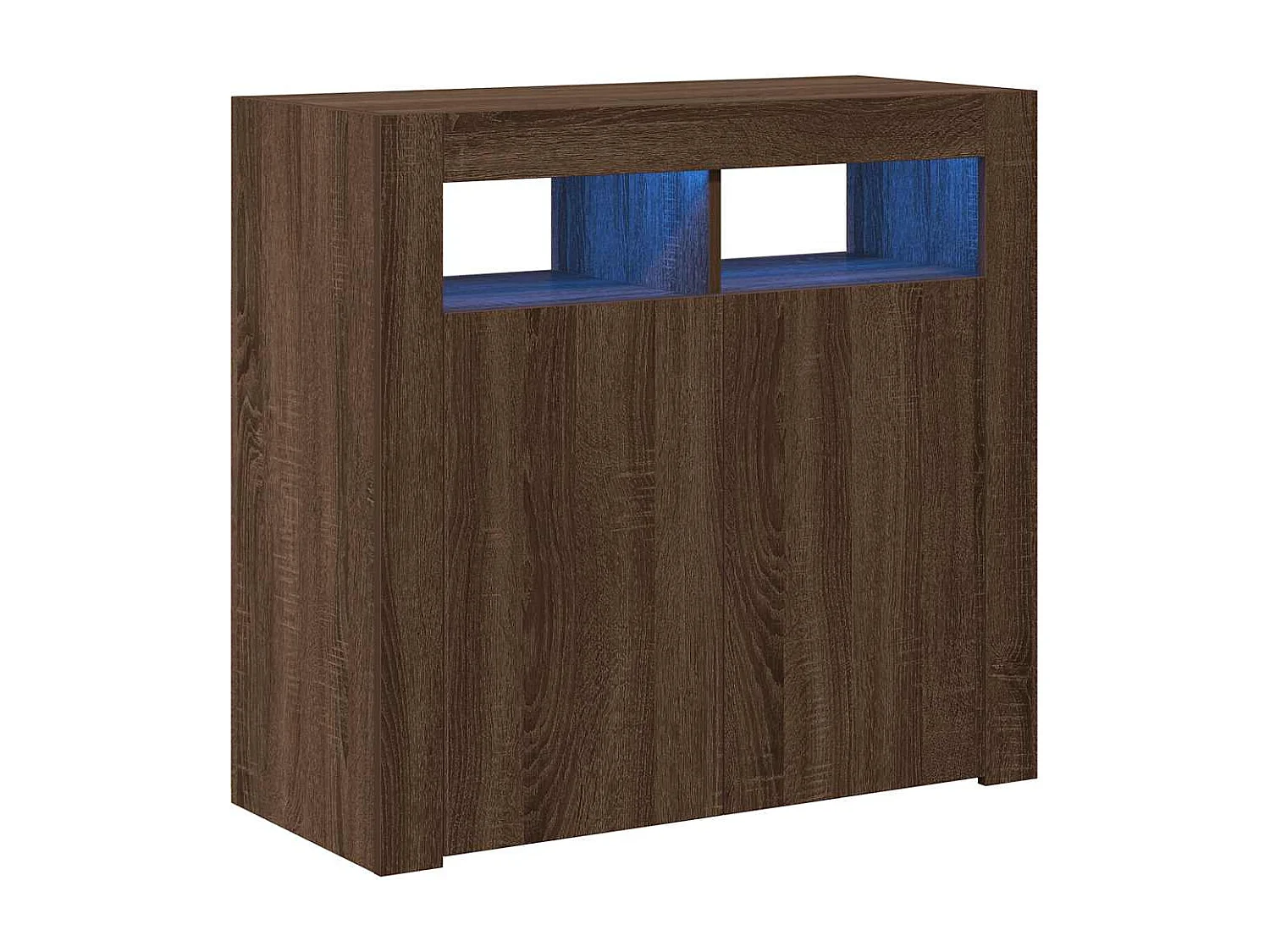 Buffet avec lumières LED chêne marron 80x35x75 cm