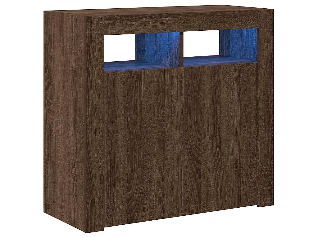 Buffet avec lumières LED chêne marron 80x35x75 cm