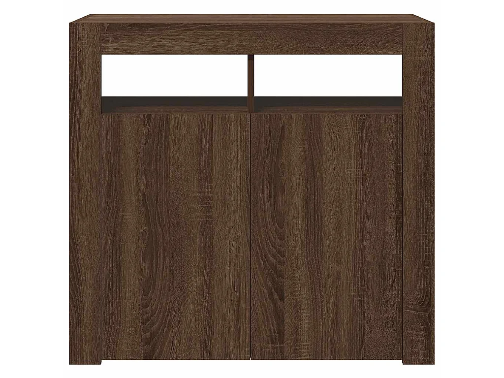 Buffet avec lumières LED chêne marron 80x35x75 cm