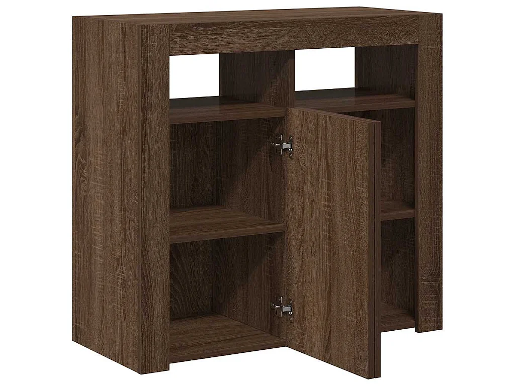 Buffet avec lumières LED chêne marron 80x35x75 cm