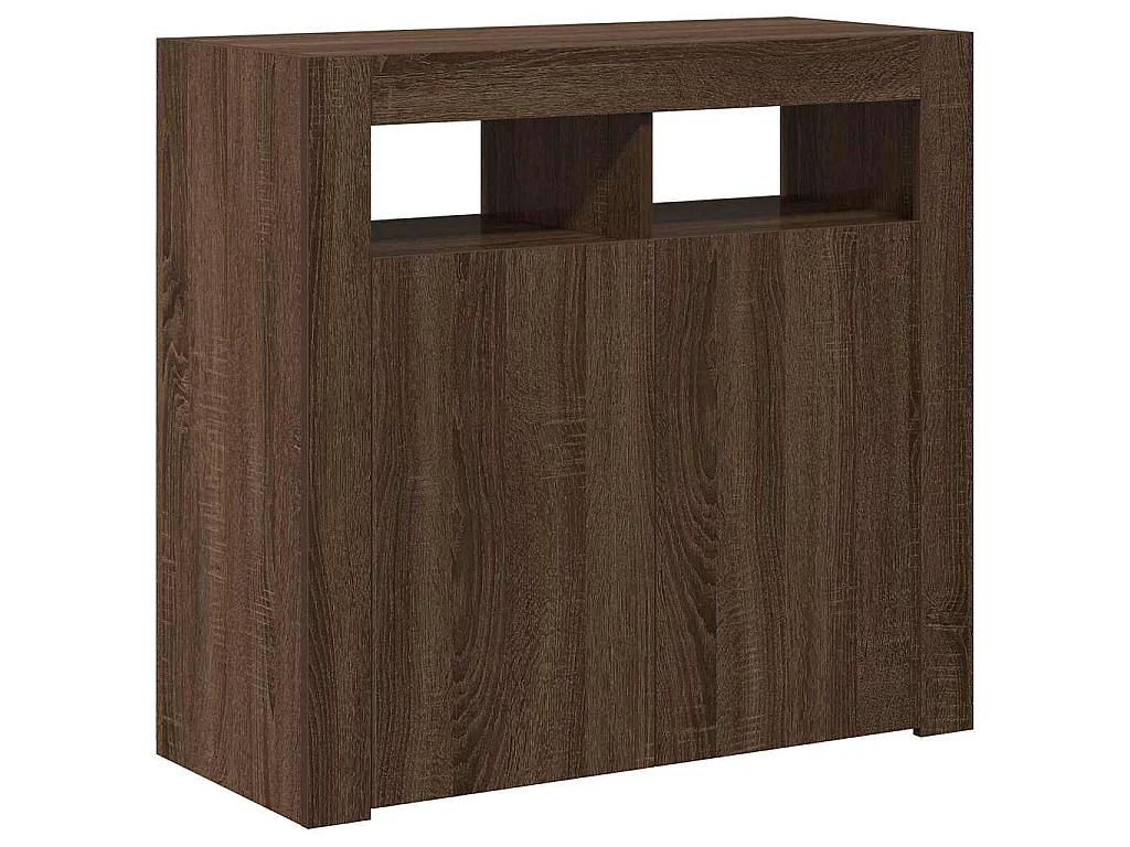Buffet avec lumières LED chêne marron 80x35x75 cm