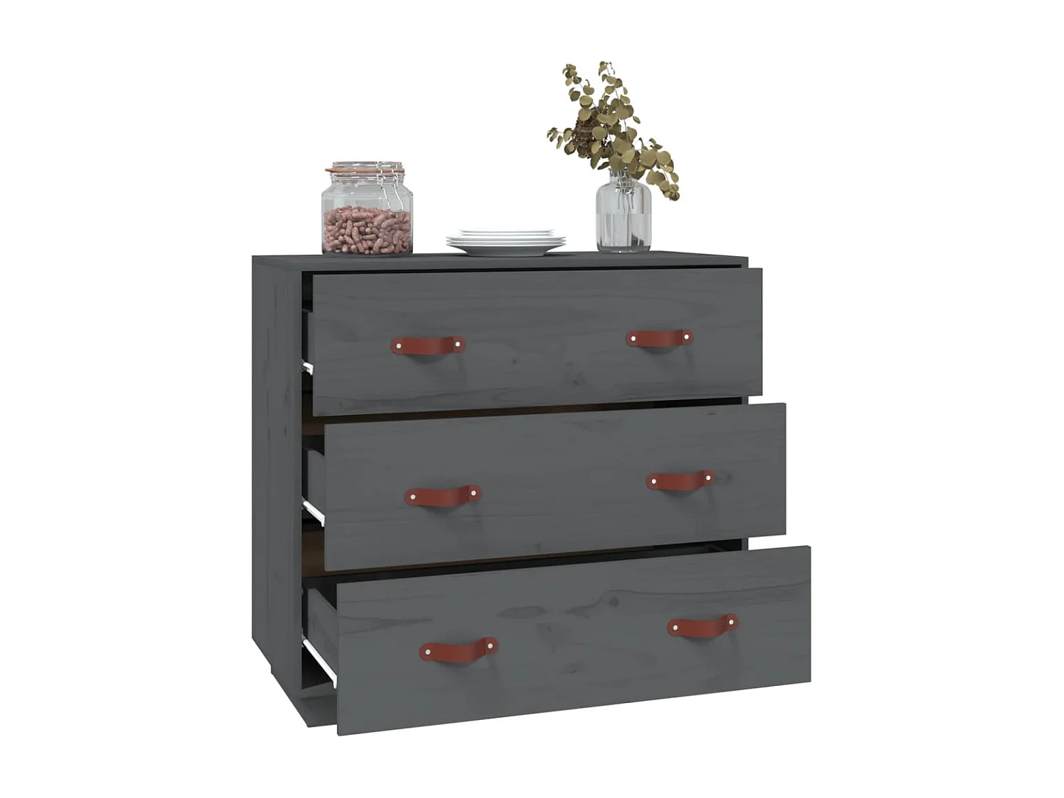 Buffet Gris 80x40x75 cm Bois massif de pin