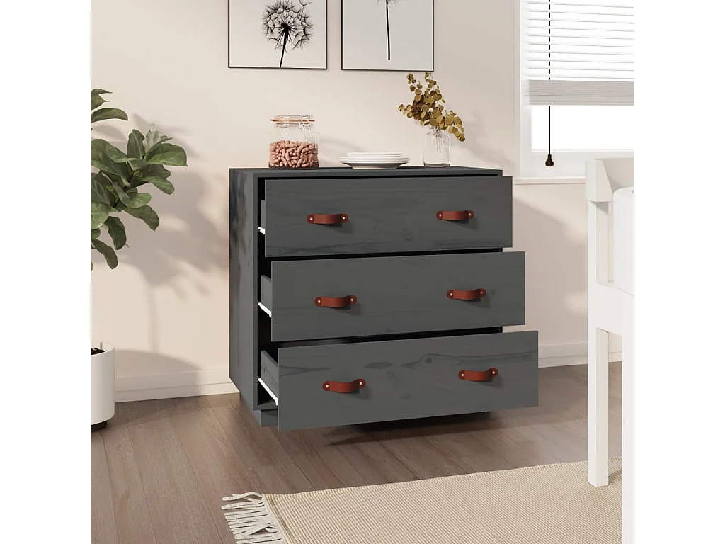 Buffet Gris 80x40x75 cm Bois massif de pin