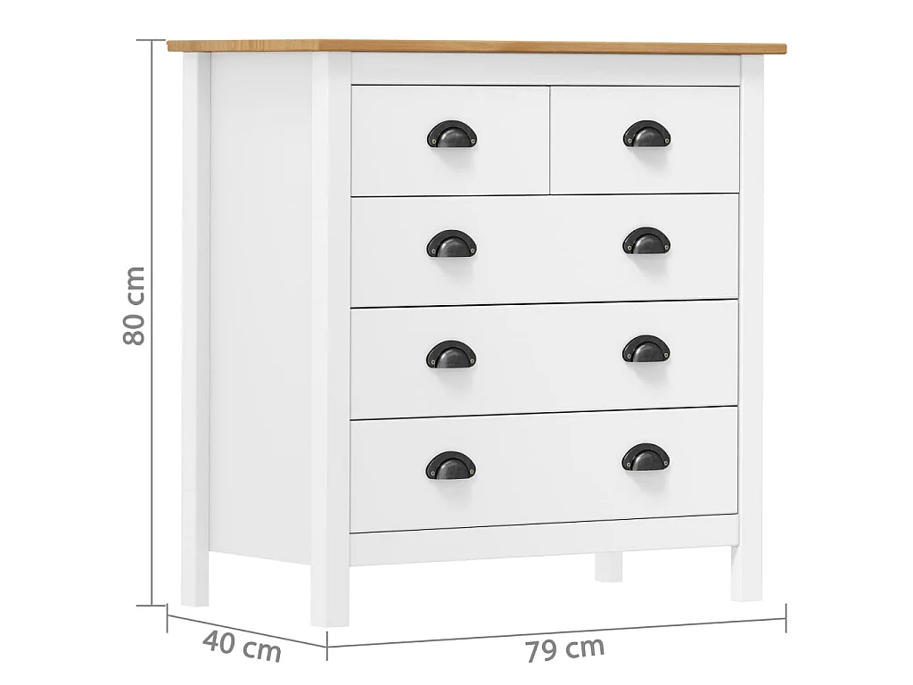 Buffet Hill Blanc 79x40x80 cm Bois de pin solide