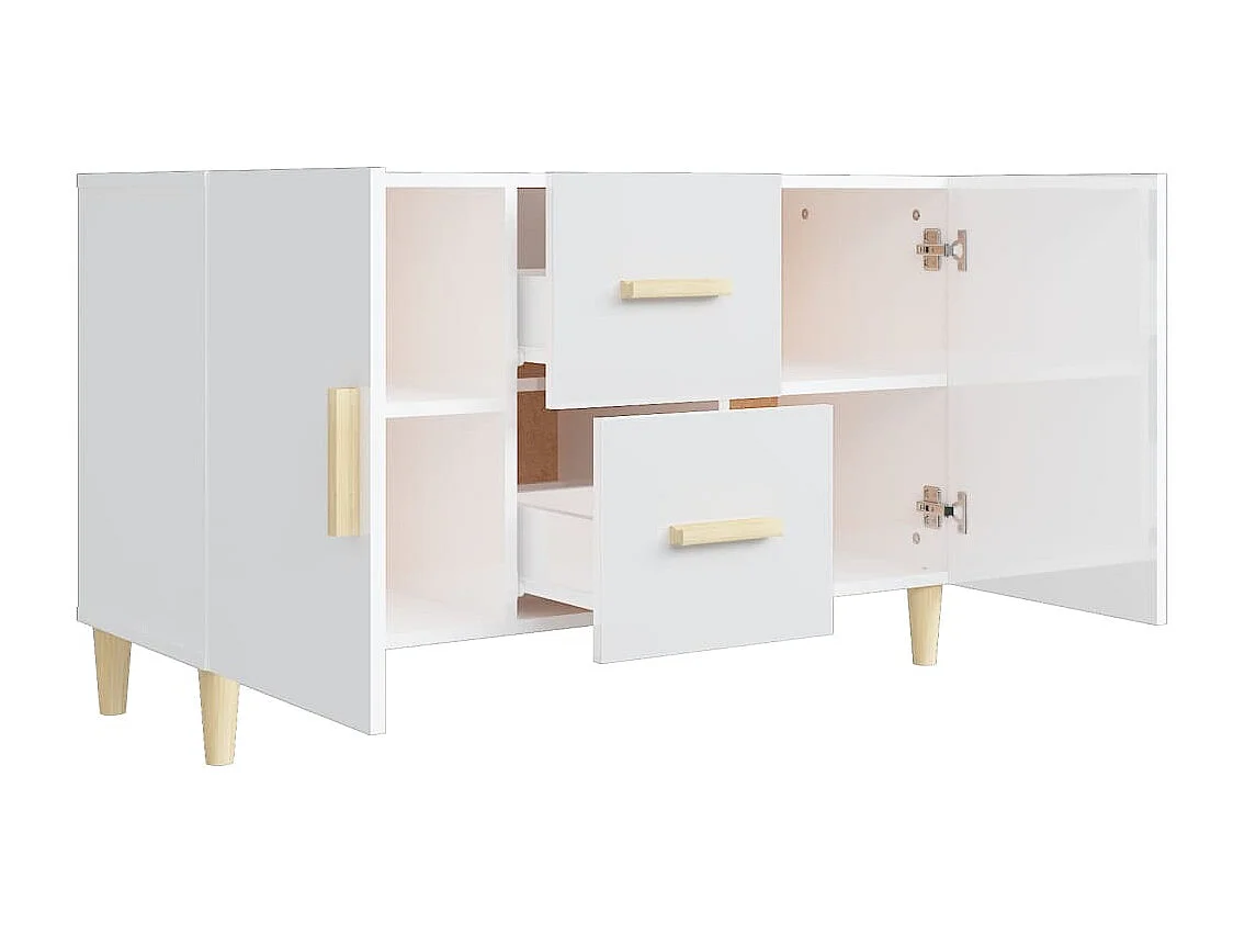 Aparador de madera de ingeniería blanco brillante 100x36x60 cm