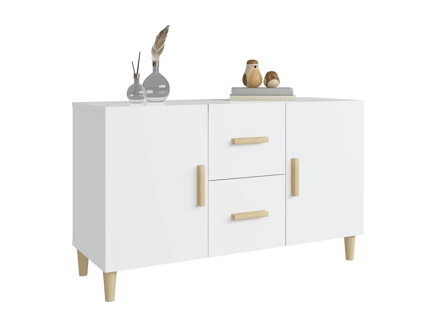 Aparador de madera de ingeniería blanco brillante 100x36x60 cm