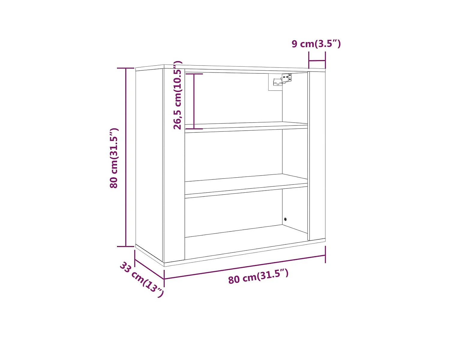 Armoire murale Chêne fumé 80x33x80 cm Bois d'ingénierie
