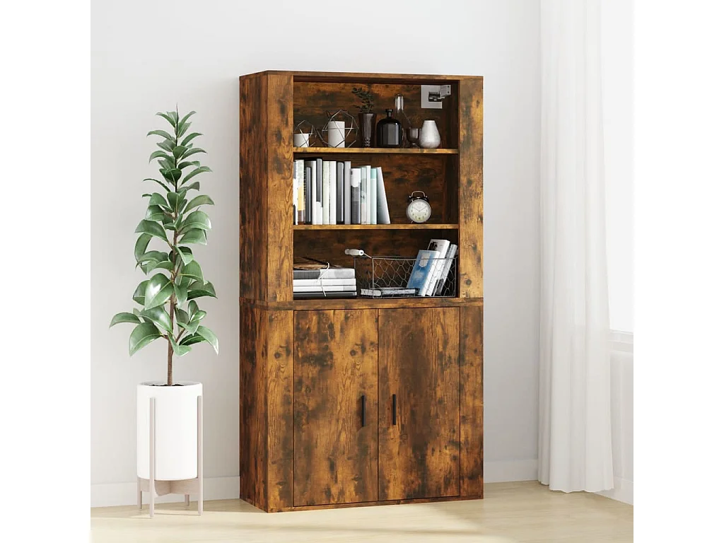 Wandkast 80x33x80 cm bewerkt hout gerookt eikenkleurig