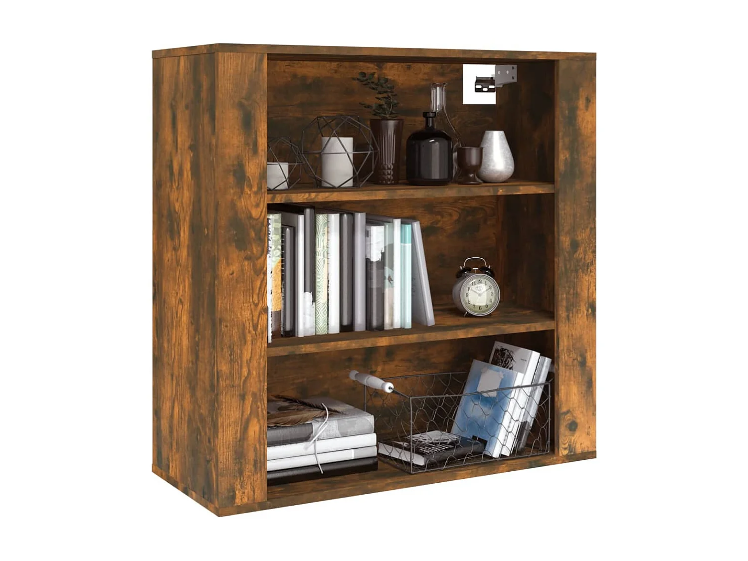 Wandkast 80x33x80 cm bewerkt hout gerookt eikenkleurig