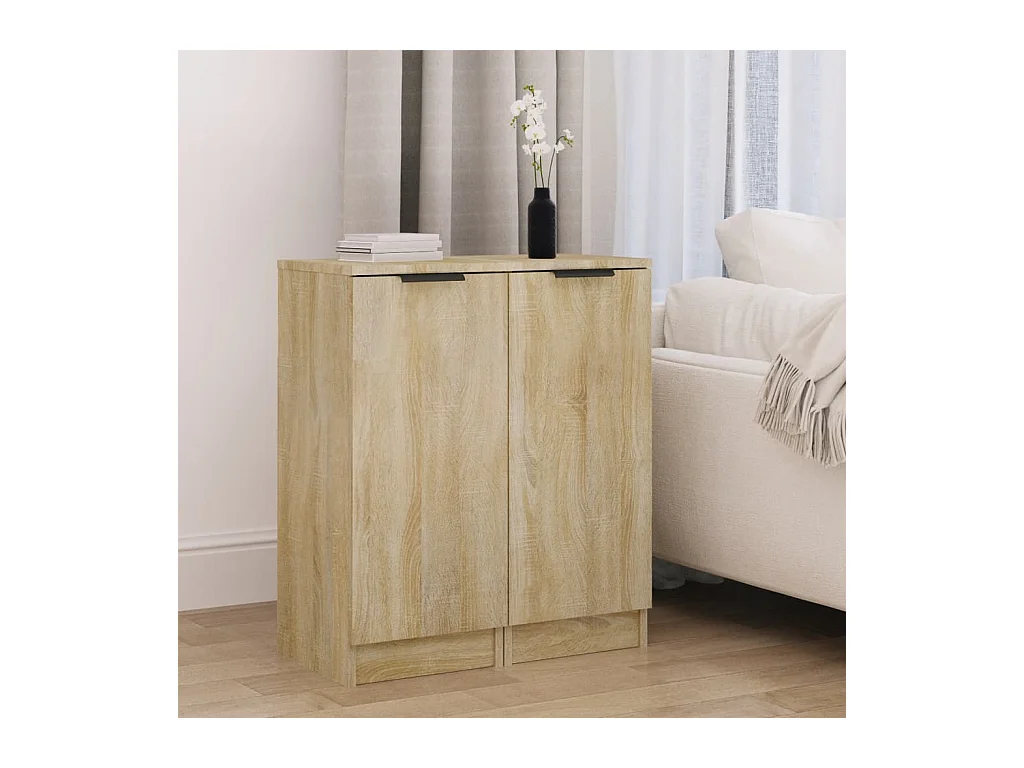 Dressoirs 2 st 30x30x70 cm bewerkt hout sonoma eikenkleurig