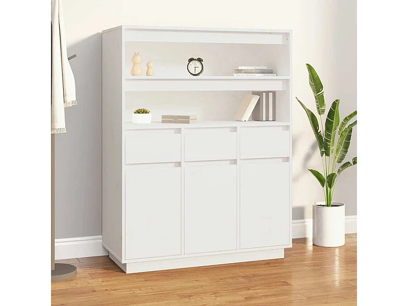 Buffet haut Blanc 89x40x116,5 cm Bois massif de pin