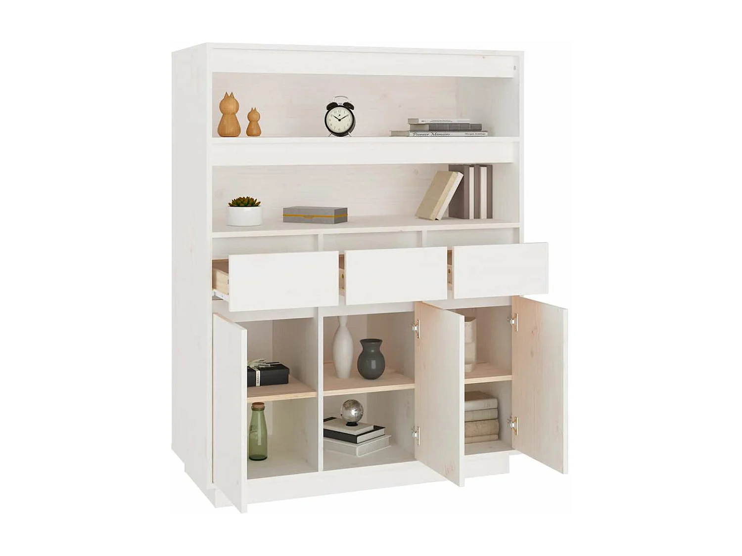 Hoge kast 89x40x116,5 cm massief grenenhout wit