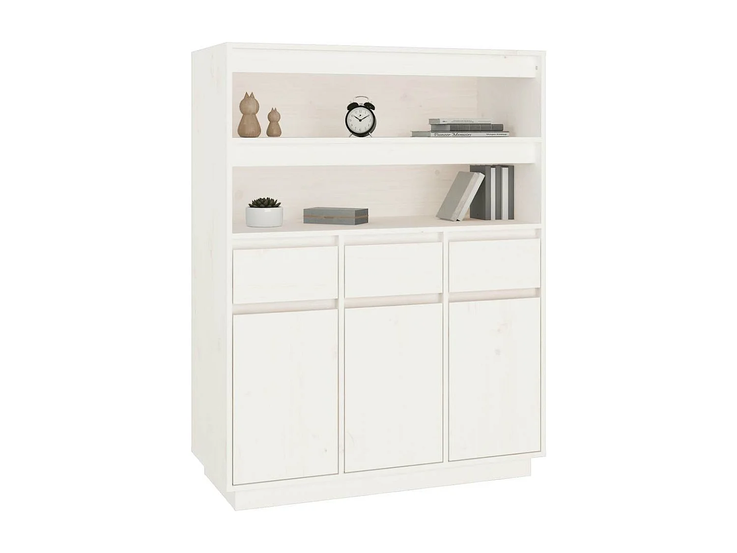 Hoge kast 89x40x116,5 cm massief grenenhout wit