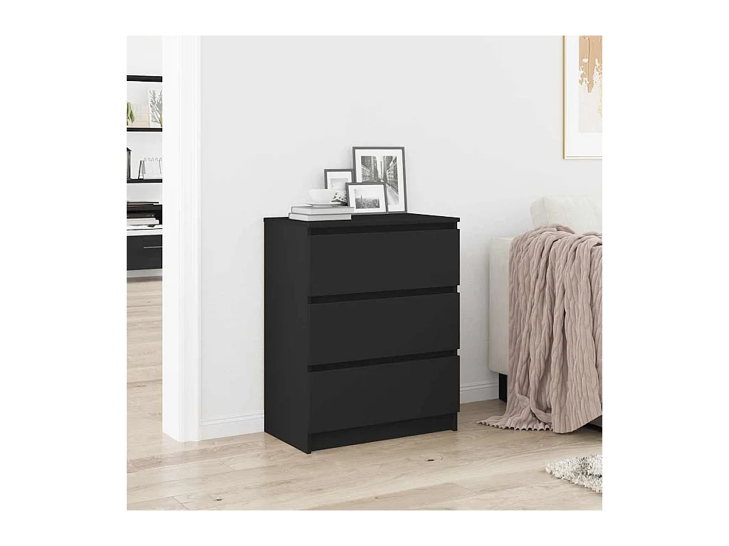 Dressoir 60x35x76 cm bewerkt hout zwart