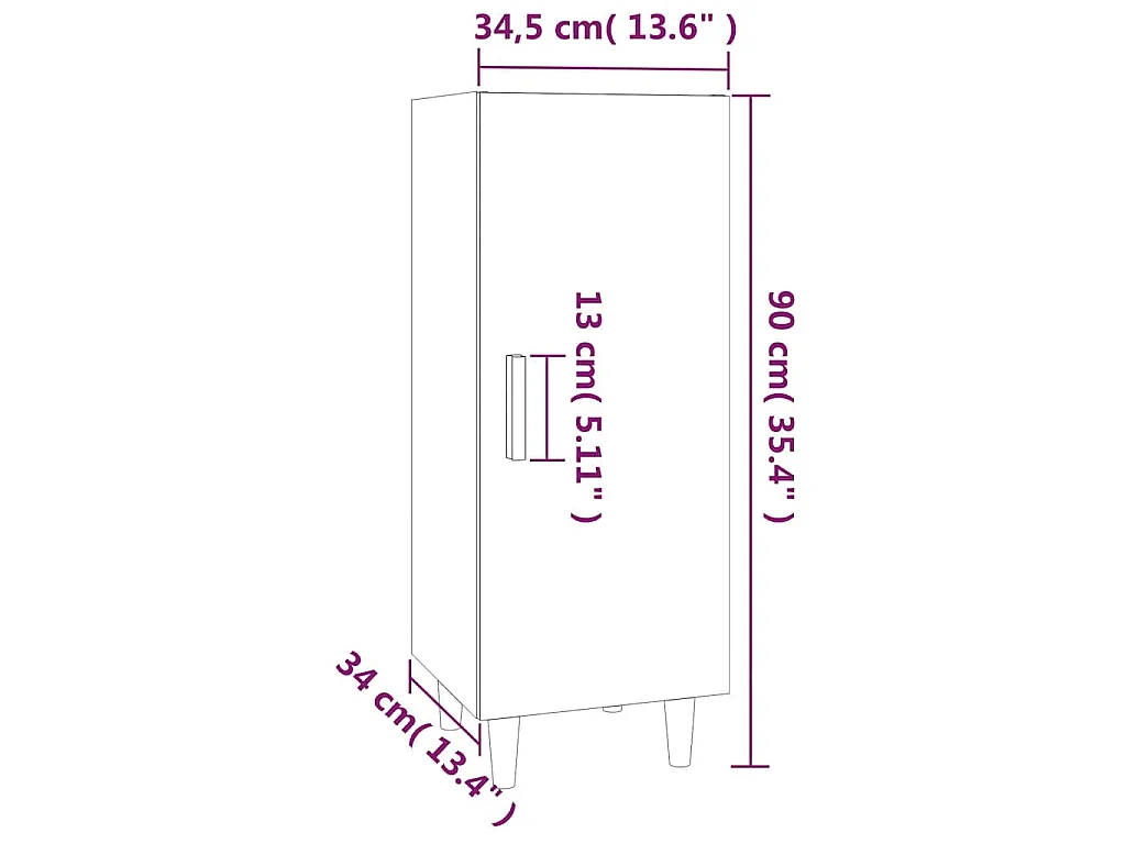 Buffet Sonoma gris 34,5x34x90 cm Bois d'ingénierie