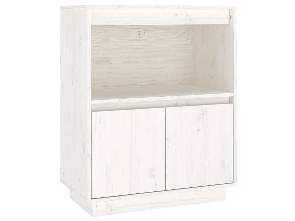 Buffet Blanc 60x34x75 cm Bois massif de pin