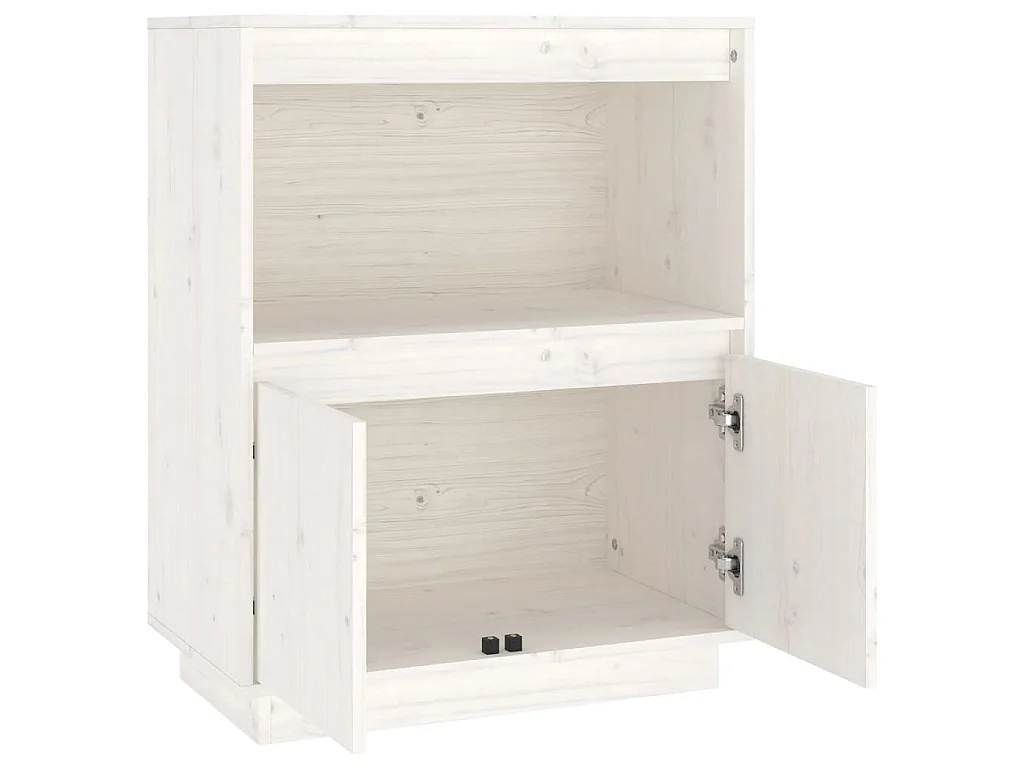 Buffet Blanc 60x34x75 cm Bois massif de pin