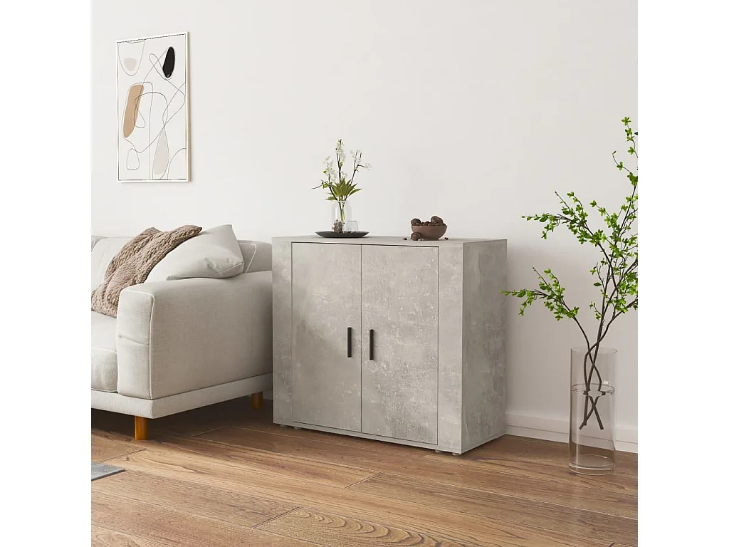 Buffet Gris béton 80x33x70 cm Bois d'ingénierie