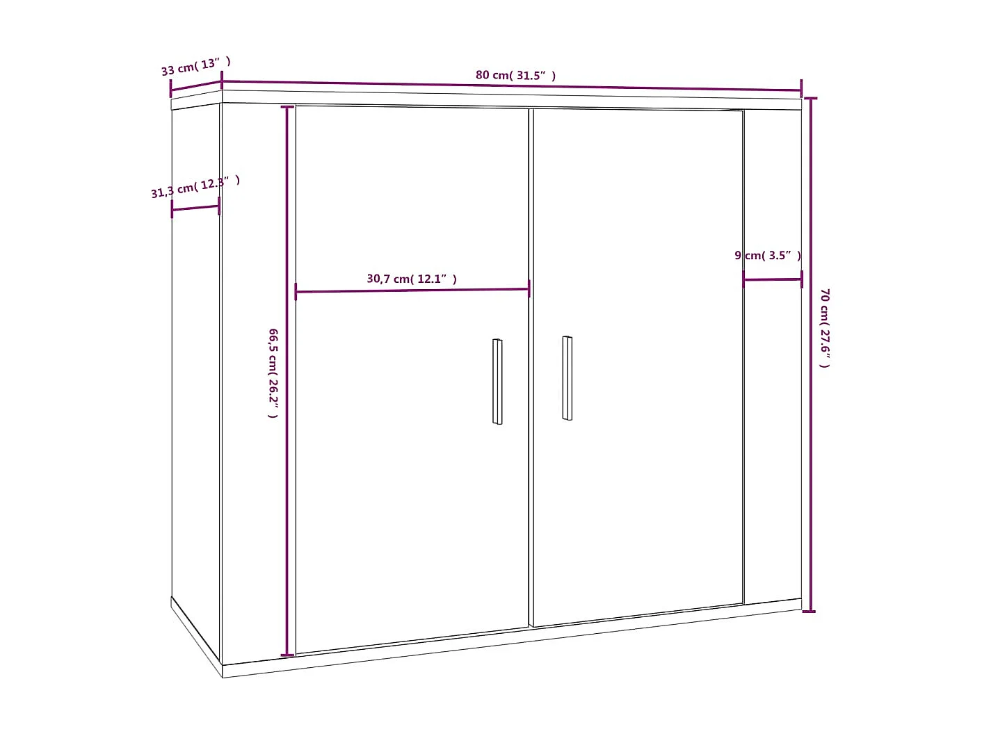 Buffet Gris béton 80x33x70 cm Bois d'ingénierie
