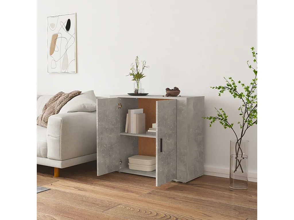 Buffet Gris béton 80x33x70 cm Bois d'ingénierie