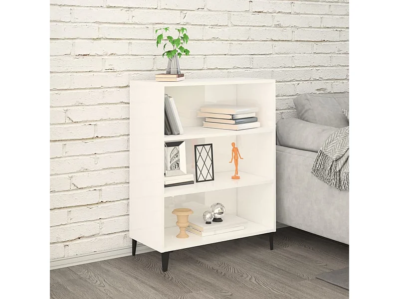 Buffet Blanc brillant 69,5x32,5x90 cm Bois d'ingénierie