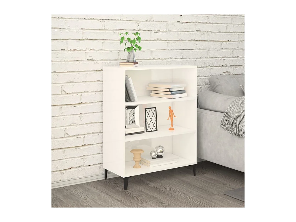 Buffet Blanc brillant 69,5x32,5x90 cm Bois d'ingénierie