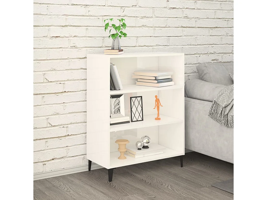 Dressoir 69,5x32,5x90 cm bewerkt hout hoogglans wit